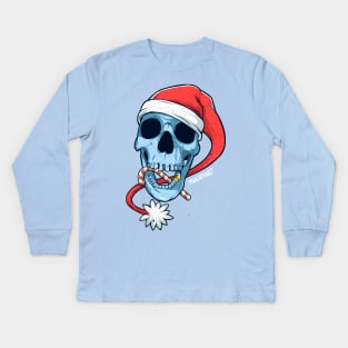 Merry Christmas Skull Kids Long Sleeve T-Shirt